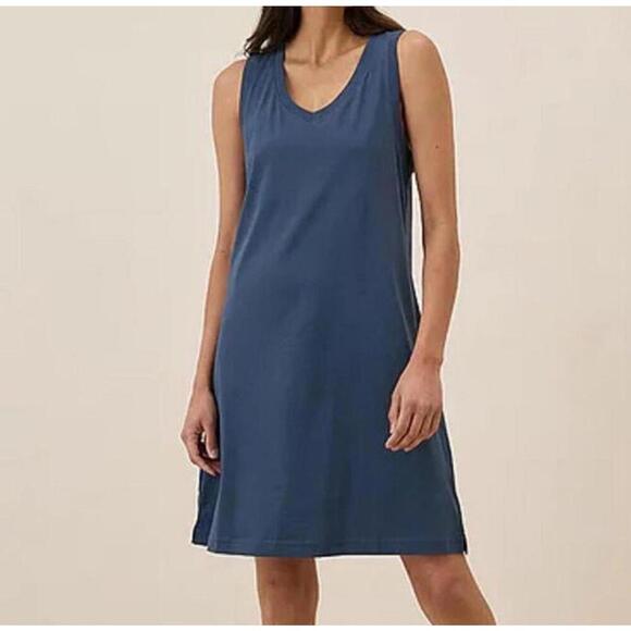 Pact Dresses & Skirts - Pact Organic Cotton Sleeveless A-Line Mini Dress Blue V Neckline Beachy-medium